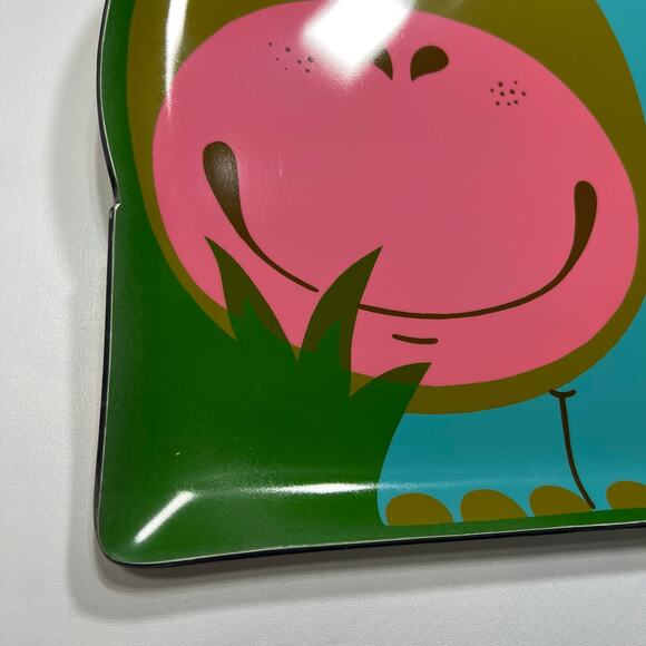 Mid Century Stotter Settings Blue Green Molded Plastic Hippo Serving Tray Op Art - Picture 6 of 13